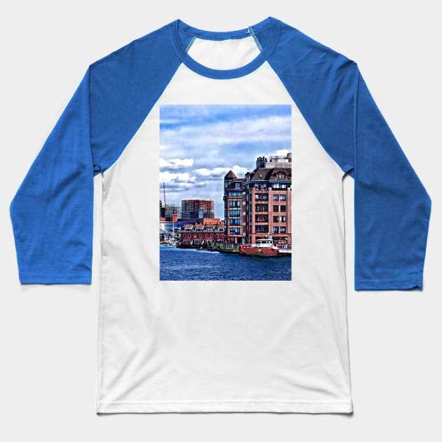 Boston MA - Fire Boat Docked in Boston Inner Harbor Baseball T-Shirt by SusanSavad